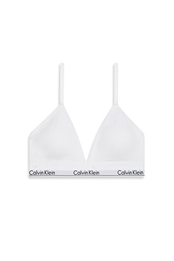 Calvin Klein Women White Icon Cotton Modal Lightly Lined Triang Bralette Bra