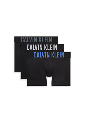Calvin Klein مجموعة من 3 سراويل بوكسر من كالفن كلاين للرجال باللون الأسود مع قطن أبيض/إيريال/توربول