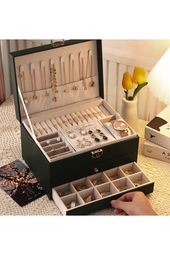 gaman Mk-24 3-Tier Jewelry with Drawer-Gold-Ring-Necklace Storage Premium Jewellery Jewelry Box & Organizer