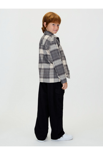 Calvin Klein Boys Black Cotton Baggy Sateen Cargo Trousers