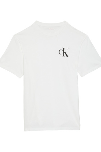 Calvin Klein Men Brilliant White 30S Left Chest Logo Crew Neck T-Shirt