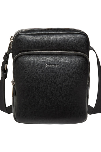 Calvin Klein Men Black Raised Pocket Crossbody Reporter Bag