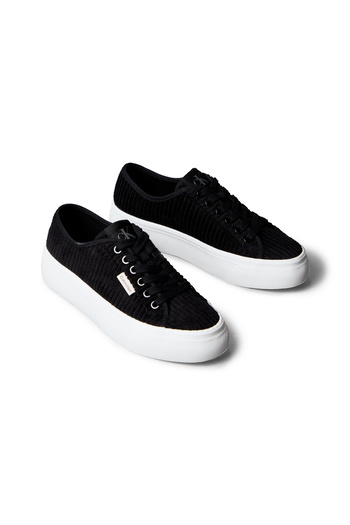 Calvin Klein Women Black & White Courderoy Platform Trainers