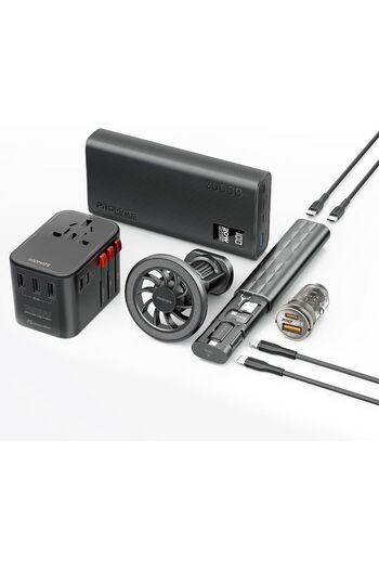 Promate 8 in 1 Portable Travel Kit, 20000mAh Power Bank, 36W Universal AC Adapter, POWERGEAR-PRO