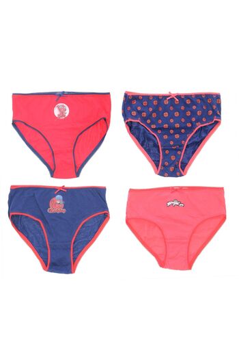 Miraculous Set of 4 pairs of panties for girls, multicolor, 100% cotton, LadyBug