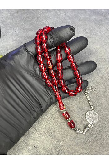 Mos Tespih Capsule Red High-End Crimping Amber Prayer Beads