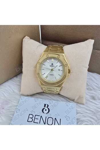 benon Men's watch from the famous classic brand, Binon, in gold and with an elegant white dial.
