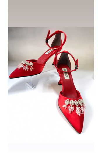 LADİESHOE Red Heeled Evening Dress Shoes