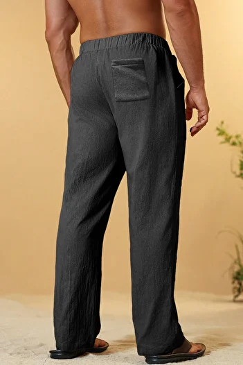 GHASSY CO. Ghassy Co. Men's 100% Cotton Muslin Linen Blend Comfortable Ultra Light Home Inside/Outside Linen Pants