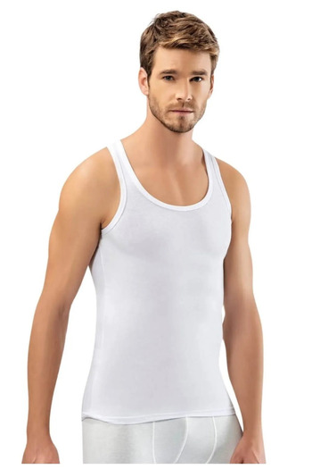 Zeta Group Men's Classic Wide Strap Comfortable Combed Cotton White Undershirt - White - Ilc2.10Y06Ikosta-Be
