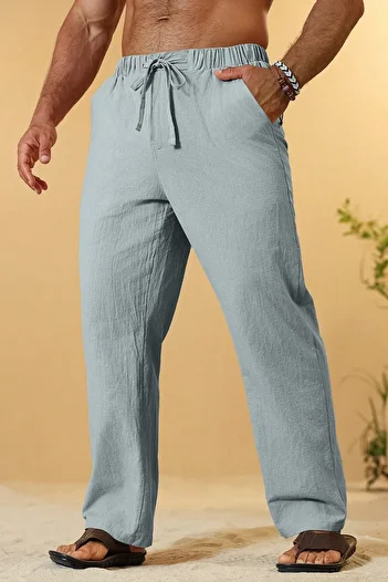 GHASSY CO. Ghassy Co. Men's 100% Cotton Muslin Linen Blend Comfortable Ultra Light Home Inside/Outside Linen Pants