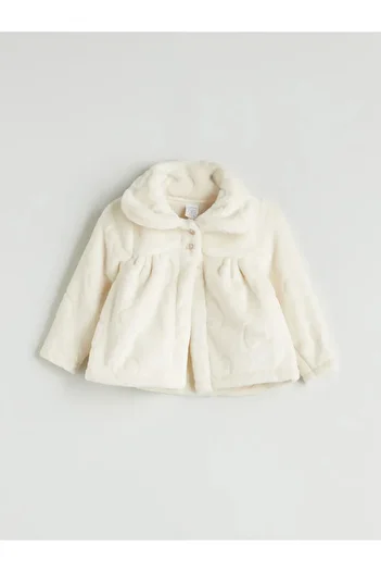 LC Waikiki Lcw Babyecru Baby Collar Baby Girl Plush Coat