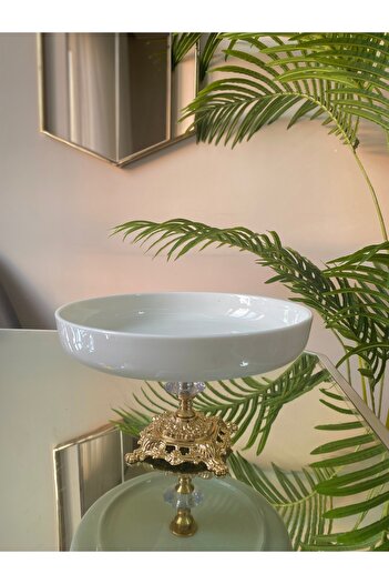 Sillage Home Luxury Porcelain Presentation Plate and Bowl Set – Gold Metal Legs