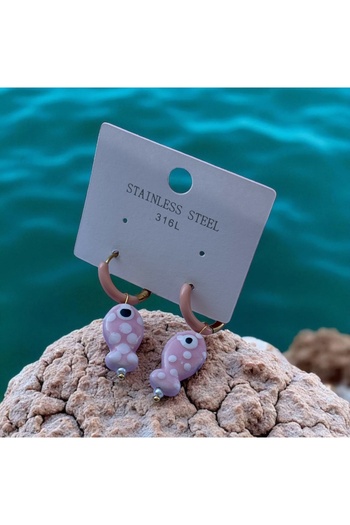 İNN JEWELLERY Steel Earrings Tarnish-Free Antiallergic Fish Figured (2 Years Importer Guaranteed)