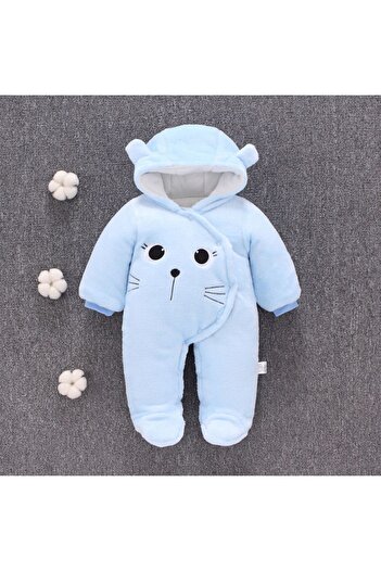 Superbaby Blue plush jumpsuit - Kitty