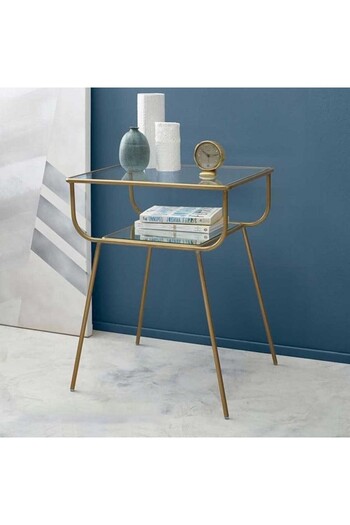 Generic Gold metal and glass side table - 60 x 35 x 70 cm