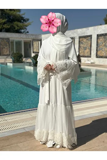 NAKŞİDİL Pearl Ferace Lace, Ruffles, Pearls