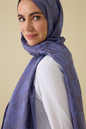 Imannoor Checkerboard Pattern Lavender Naia Cotton Shawl 70X200
