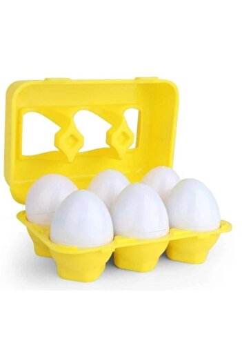 Mixbo Montessori Association Game, Geometric Shapes Egg Carton, Plastic, 6 Pieces, Multicolor