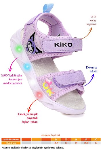 KARAMAZI Kids Kuruza Daily Lighted Velcro Girls Sandals Shoes