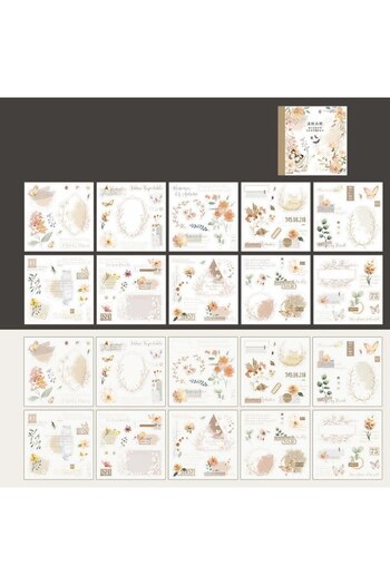 choice2 S20657-3 4Style 20pcs/book INS Floral Sticker Book Four Seasons Theme Cutting Scrapbook Dual-materia