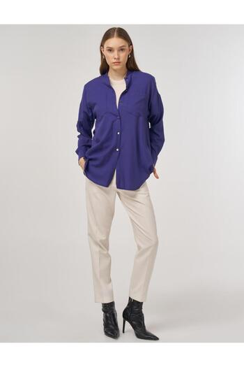 Kayra College Collar Linen Viscose Tunic Parliament