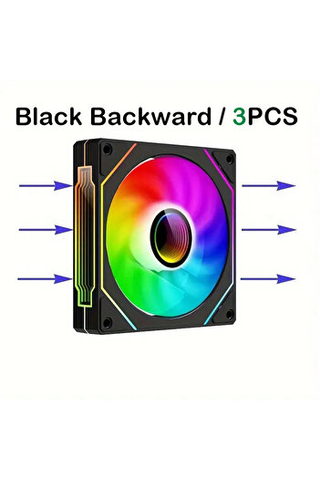 Choice3 A-RGB WHITE Black Backward 3pcs PRISM IV PRO Case Cooling Fan 120mm 5V 3 PIN ARGB, 12V 4 PIN PWM, fo