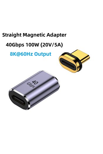 Choice محول مستقيم USB 4.0 Thunderbolt3 محول مغناطيسي USB C إلى Type C 40Gbps 100W شحن سريع مغناطيسي