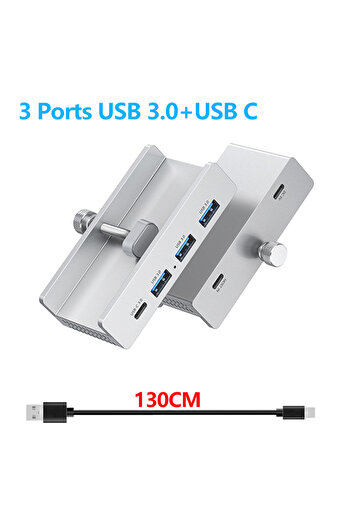 Choice USB3.0-Silver 10Gbps HUB USB3.2/3.0/2.0 Splitter Adapter Universal External Multi Clip Dock For iMac