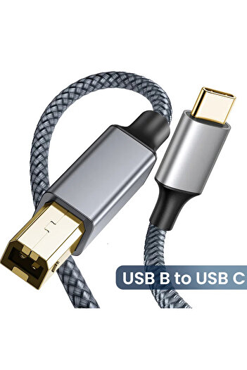 Choice كابل طابعة USB B إلى USB C بطول 1.5 متر، سلك طابعة من النوع C، سلك مضفر من النايلون لـ Yamaha Casio Digital Pi