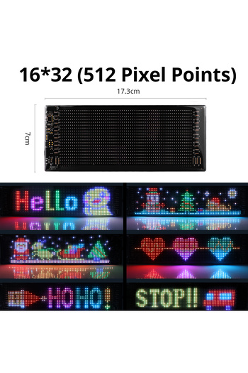 Choice1 شاشات عرض LED ذكية بتقنية البلوتوث مقاس 7×17 سم، 16×32 مصباح LED، وحدة LED RGB، مصفوفة لافتات، لوحة LED بكسل