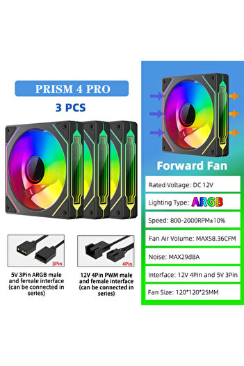 Choice4 A-RGB Other B-Forward-3 ICE Whale Prism 4 PRO PC Case Fan 120mm ARGB Cyclic Mirror Light Effect PWM