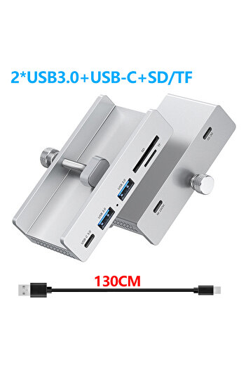 Choice USB3.0-Silver 10Gbps HUB USB3.2/3.0/2.0 Splitter Adapter Universal External Multi Clip Dock For iMac