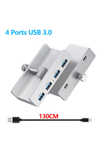 Choice USB3.0-Silver 10Gbps HUB USB3.2/3.0/2.0 Splitter Adapter Universal External Multi Clip Dock For iMac