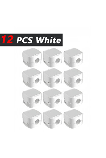 Choice 12 White ​Magnetic Cable Clips Adjustable Cord Holder | Adhesive Under Desk Mgmt Organizer for Home