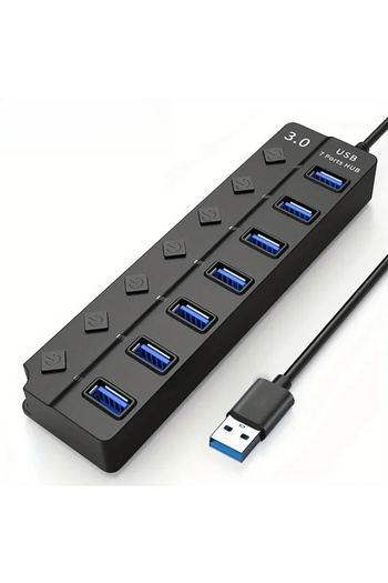 Choice 7 Ports 4/7-Port USB 3.0 Hub with LED Indicator Independent Switch Control for Laptop Flash Drive Ha
