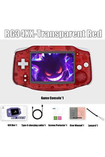 Choice 64G(5K Games) Red T ANBERNIC RG34XX 64 Bit Linux System Retro Handheld Game Player 3.4-inch IPS Scre