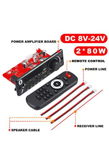 Choice 160W 160W Amplifier Bluetooth MP3 Decoder Board DIY Car MP3 Player USB FM Recording Folder Switching