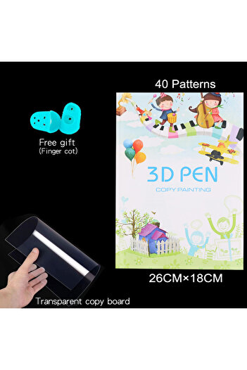 Choice1 40 patterns New 3D Printing Pen Drawing Book Reusable Colorful 40 8 Patterns Thick Paper Clear Plate