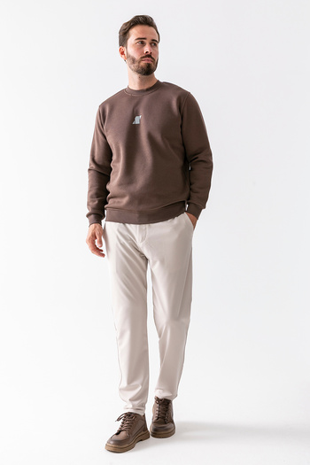 JB John Borners Men's Elastic Waist Tie Detail 100% Cotton Jogger Trousers Light Gray - 25088