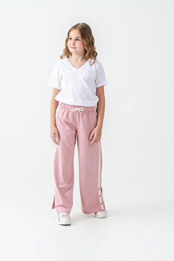 Mışıl Kids Πλαϊνά Στρίπα Grosgrain Παντελόνι για κορίτσια με κουμπωτά
