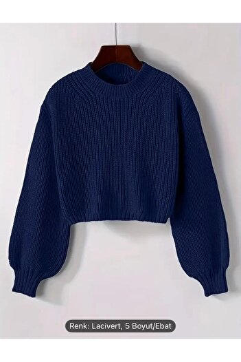 NZL TEKSTİL Dgn's Selani̇k Thick Knitted Circle Neck Balloon Sleeve Looking Women's Knitwear Sweater