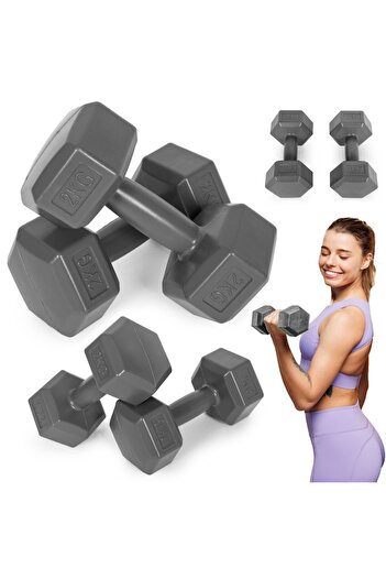 ideal STORE Set Gantere Fitness idealSTORE 2x2 kg, Forma Hexagonala