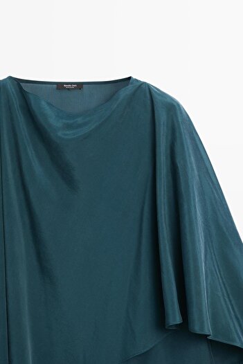 Massimo Dutti Dökümlü pelerin tasarımlı bluz