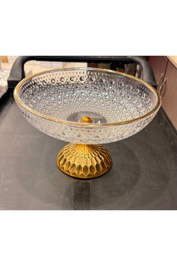 ALMASA Glass dessert serving plate with base