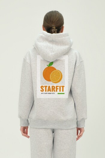 The Champ Clothing Oversize γυναικεία αθλητική φόρμα γκρι μελανζέ - 3 νήματα με ρισότο, πλήρη πορτοκαλί στάμπα στην πλάτη