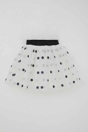 Breeze Girl's Tutu Skirt with Score Pattern, Glittery Elastic Waist, Age 5-10, White
