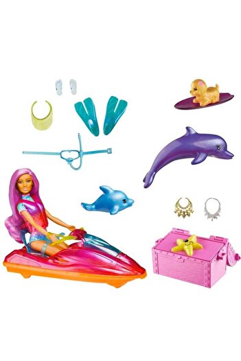 mattel Playset Doll on Water with Jet Ski, 14 Pieces