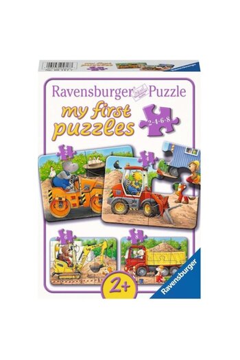 RAVENSBURGER Puzzle pentru copii Ravensburger, Animale pe un santier, 4 in 1, 2-8 piese