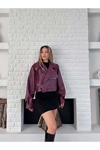 ZF BUTİK Women's Asymmetrical Leather Jacket